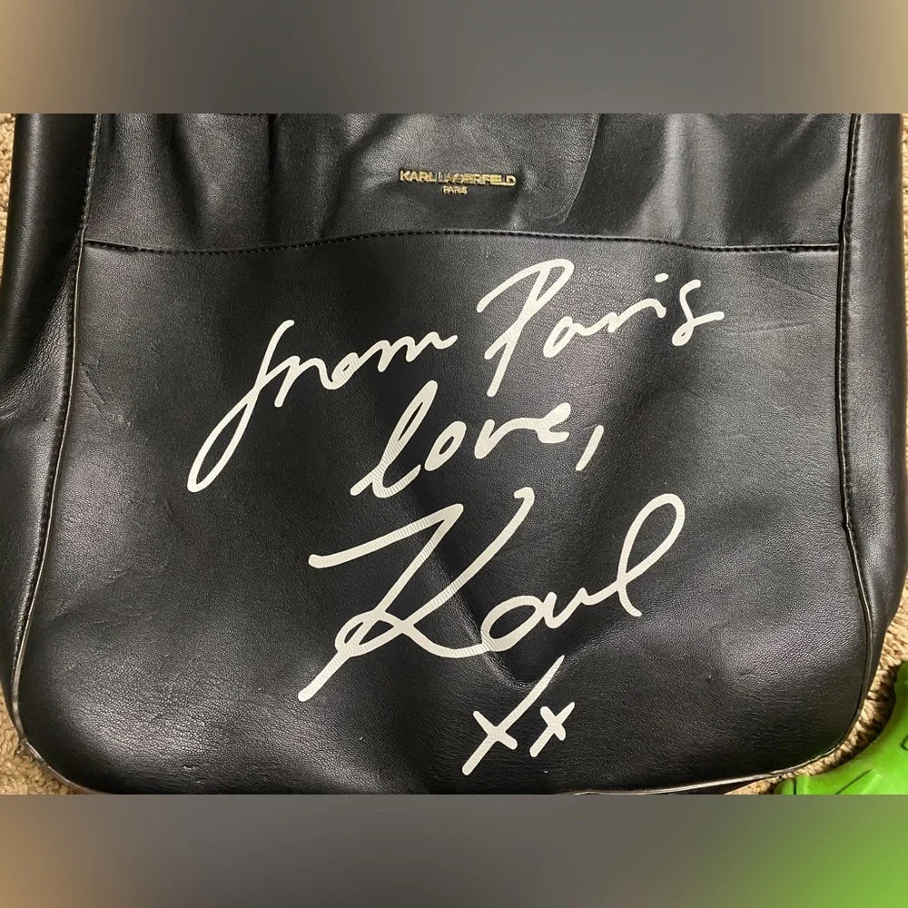 Karl Lagerfeld Black Messenger Bag with Signature Script